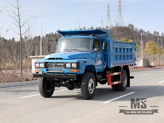 ສີຟ້າ 170hp Dongfeng 4*4 Tipper Truck_Single Row Pointed Head Dump Truck Mining Trucks Conversion Manufacturer_Export Special Vehicle