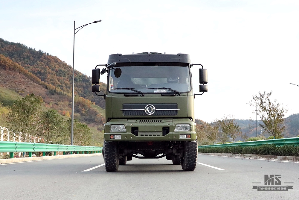 Dongfeng Four wheel Drive Dump Truck for Sale_4*4 Army Green Flathead Head Tipper Truck Manufacturer_Dongfeng 4WD Export Special Vehicle