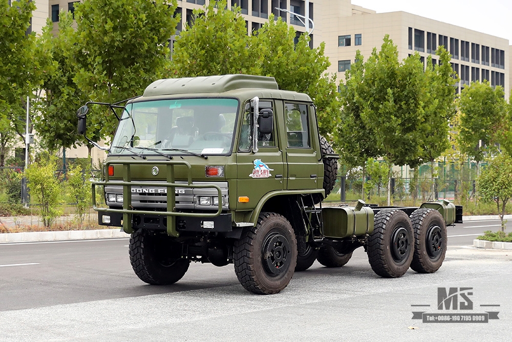 190hp Dongfeng EQ2102 Six Wheel Drive Chassis_6×6 EQ246 153 Double Row Cab Army Green Truck Chassis_Dongfeng Truck Chassis Export Special Purpose Vehicle Chassis