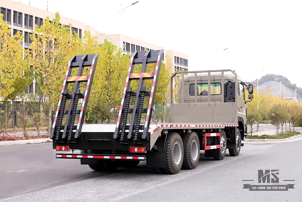Dongfeng 4-axle excavator truck_8*4 with tail climber 7m6 flatbed truck_export special logistics storage trucks