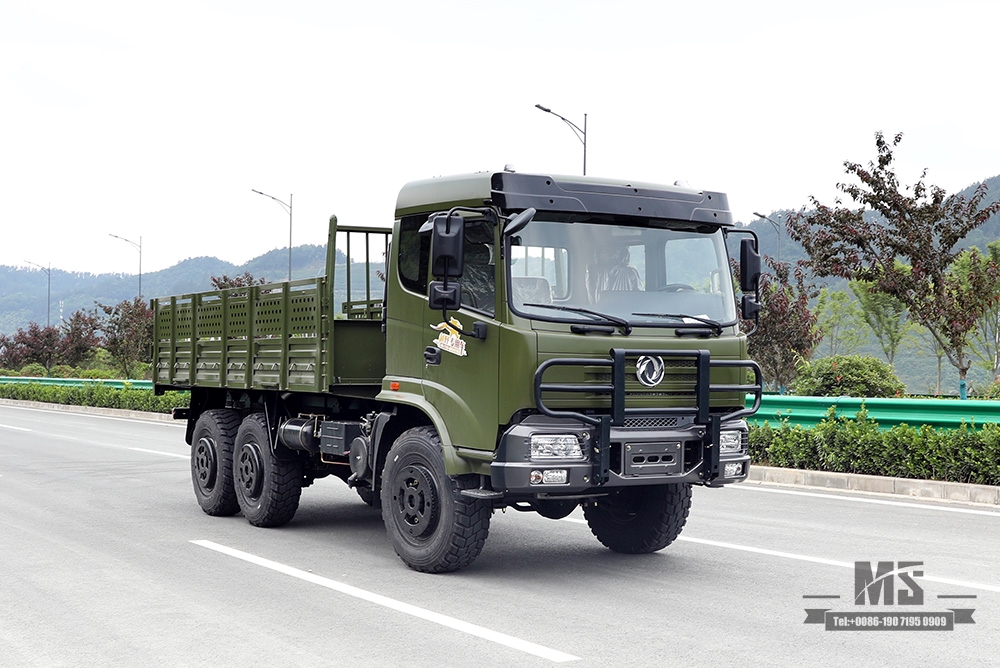 210hp Dongfeng Six wheel Drive Truck for Sale_6*6 Army Green Flathead Head Transport Truck With Bumper Coversion Manufacturer_Dongfeng 6WD Export Special Vehicle