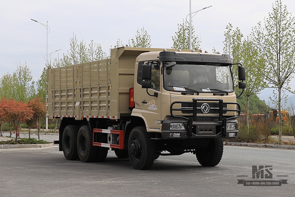 260hp ຂັບລົດຫົກລໍ້ Dongfeng Dump Truck_6*6 Flat Head Cargo Box Baffle Heightened Tipper Truck Off Road Transportation Truck_Export Special Vehicle