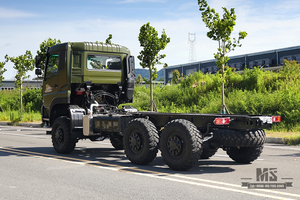 340 hp Dongfeng 6×6 Off Road Chassis_Six wheel Drive Dongfeng Flat Head 1 and a half Row Chassis Cargo Truck Chassis AWD 6*6 Export Special Vehicle