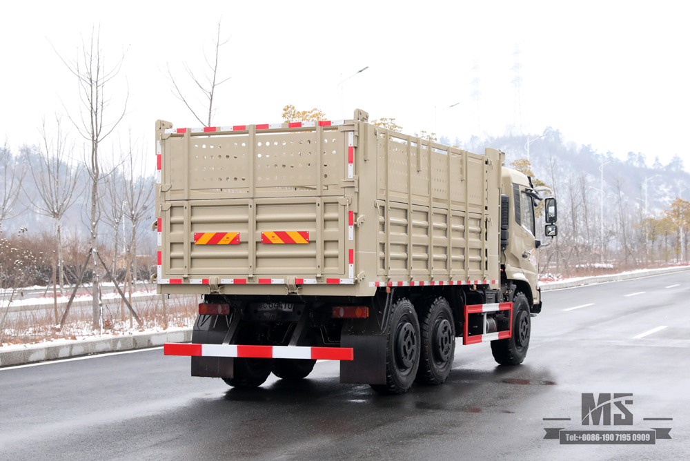 ຂັບລົດຫົກລໍ້ Dongfeng Dump Truck_6*6 Flat Head Cargo Box Baffle Heightened Tipper Truck Off Road Transportation Truck_Export Special Vehicle