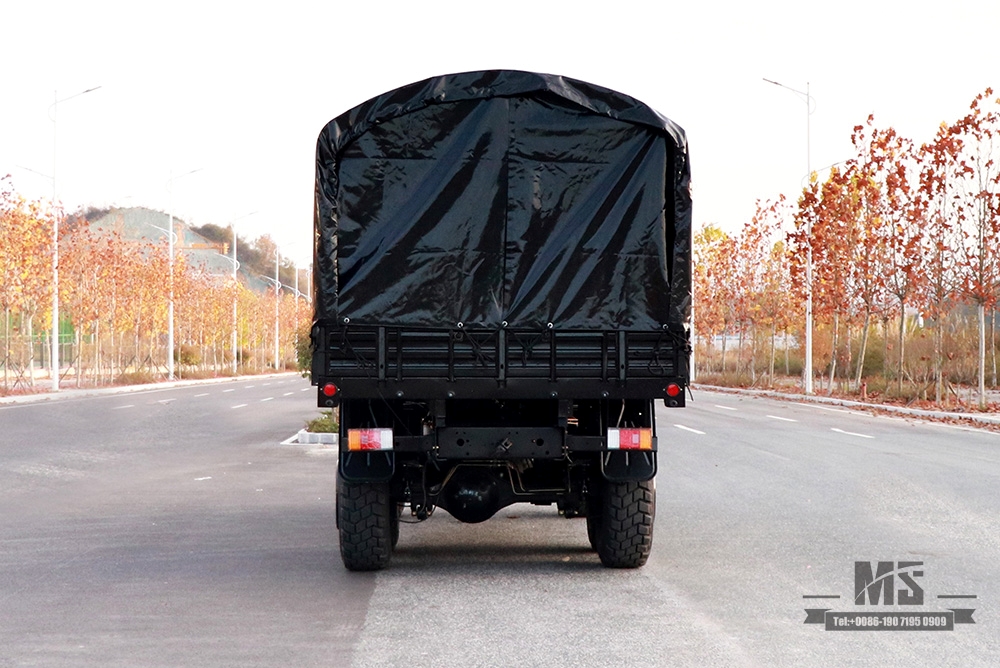 Dongfeng ຂັບລົດຫົກລໍ້ EQ2102 Off-road Truck_190 HP ລົດບັນທຸກສີດໍາສາມເພົາທີ່ມີເສົາ Tarpaulin_All-wheel drive EQ2102G ສົ່ງອອກຍານພາຫະນະຈຸດປະສົງພິເສດ