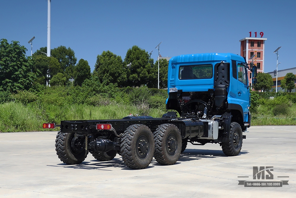 340hp Dongfeng Six Wheel DriveTruck Chassis_Dongfeng 6*6 Flat Head Cargo Chassis With Brake Water Cooling Tank _Export Special Chassis