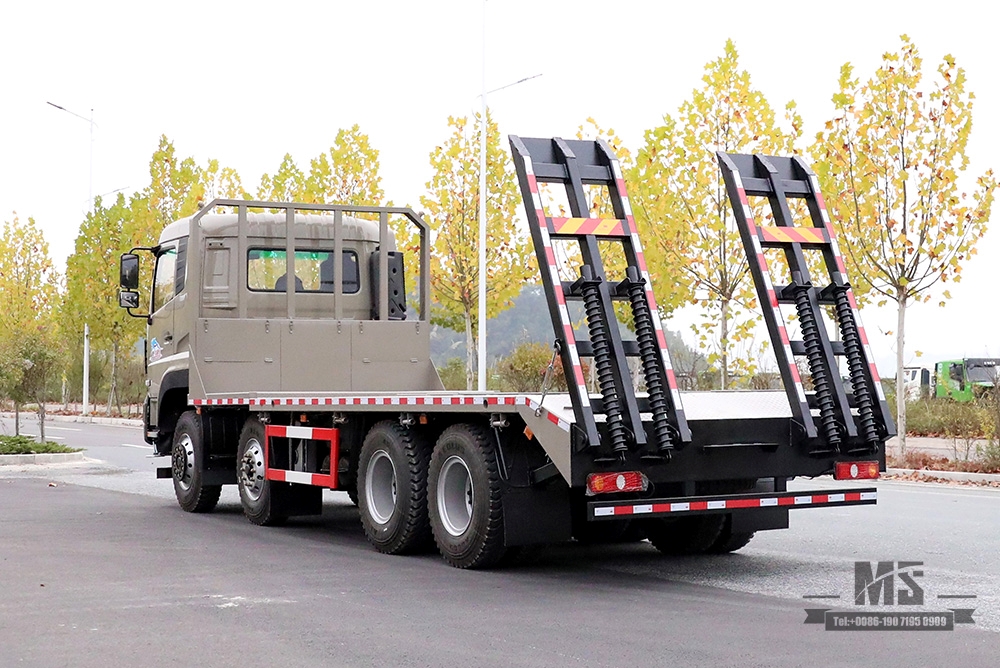 Dongfeng 4-axle excavator truck_8*4 with tail climber 7m6 flatbed truck_export special logistics storage trucks