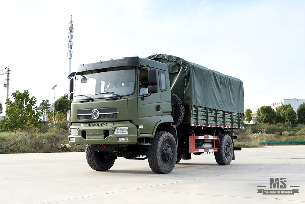 210 hp Dongfeng ສີ່ລໍ້ຂັບລົດ off Road Dump Truck_4×4 Flathead Row Half Tipper Truck With Tarpaulin Pole_Dongfeng 4*4 Export Special Vehicle