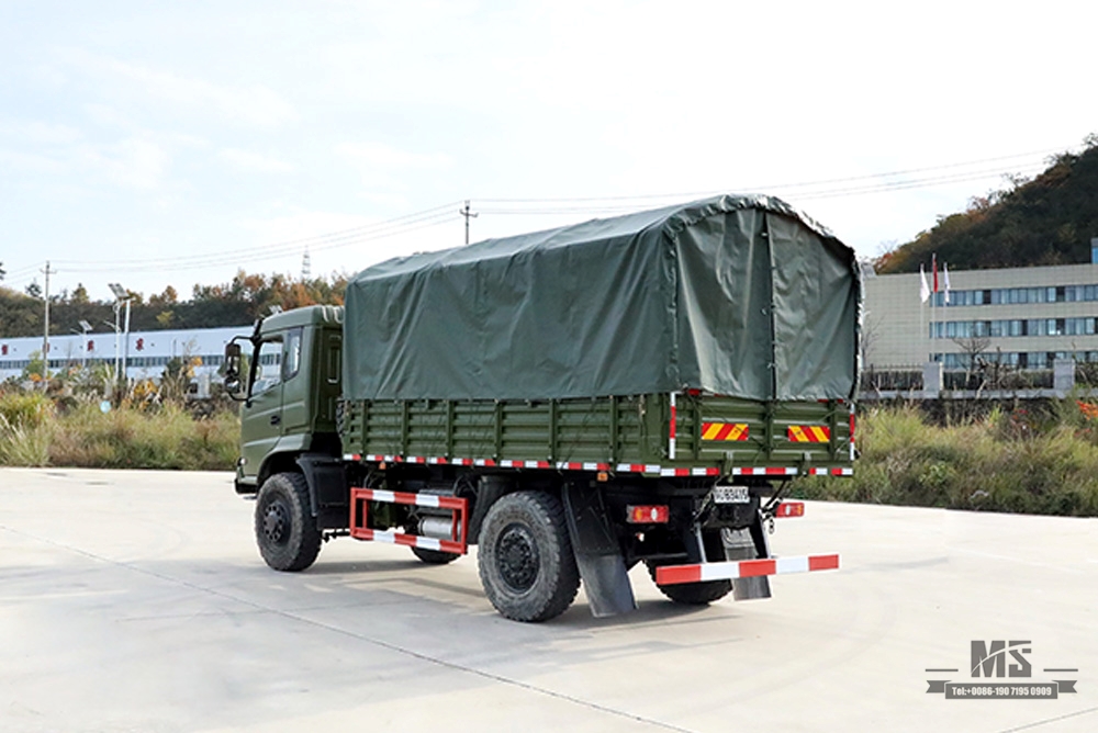 210 hp Dongfeng ສີ່ລໍ້ຂັບລົດ off Road Dump Truck_4×4 Flathead Row Half Tipper Truck With Tarpaulin Pole_Dongfeng 4*4 Export Special Vehicle