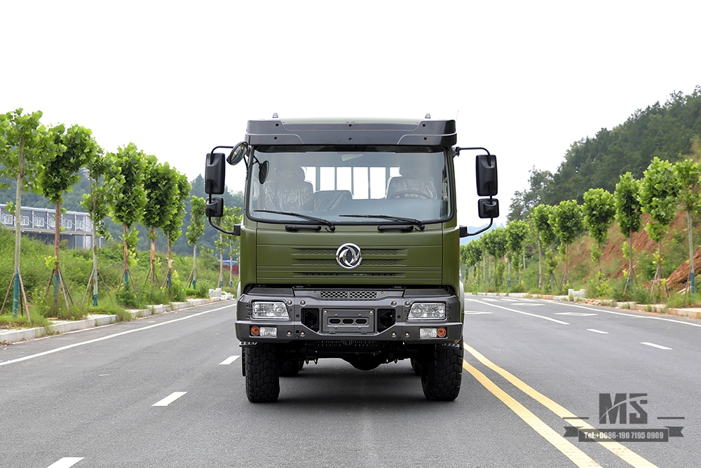 210hp Dongfeng Six wheel Drive Cargo Truck for Sale_6*6 Army Green Flathead Head Transport Truck Manufacturer_Dongfeng 6WD Export Special Vehicle Factory