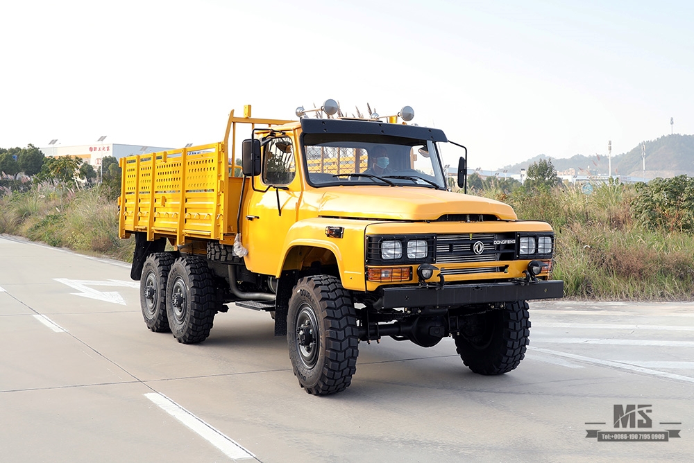 170 hp Dongfeng ຂັບຫົກລໍ້ EQ2082 Truck_Gold Yellow 6*6 Single Row Pointed Head Off-road Special Truck_6×6 pointed 25Y Truck Export Special Vehicle