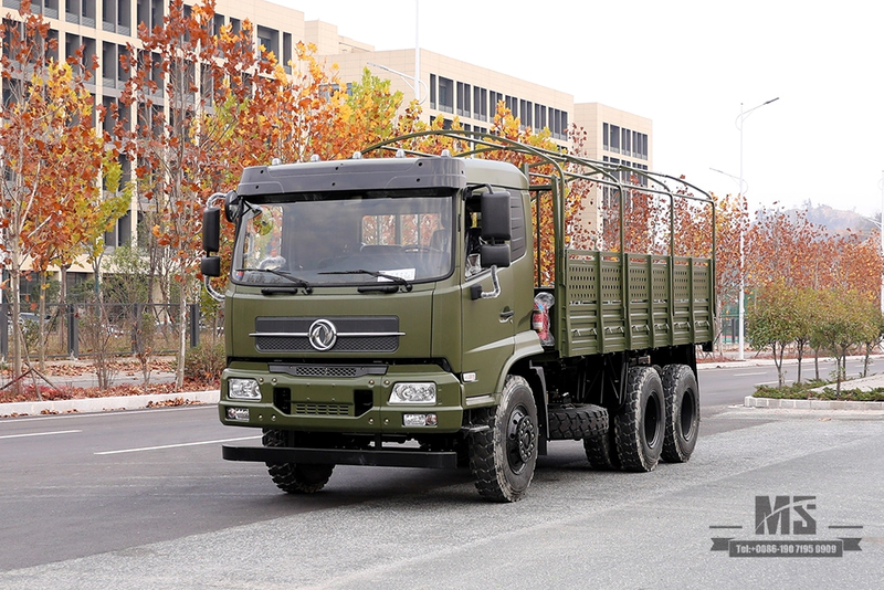 ລົດບັນທຸກ Dongfeng 6*4 Off Road 210hp _Dongfeng 6x4 Flathead Truck Cargo one-a-half with tarpaulin pole_Export Special Vehicle