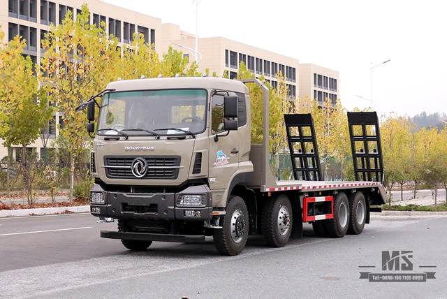 Dongfeng 4-axle excavator truck_8*4 with tail climber 7m6 flatbed truck_export special logistics storage trucks