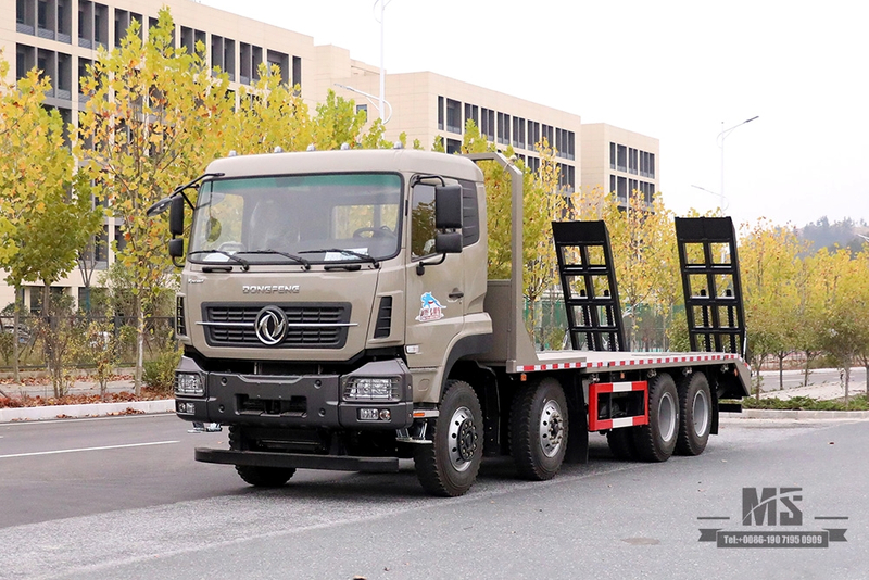 Dongfeng 4-axle excavator truck_8*4 with tail climber 7m6 flatbed truck_export special logistics storage trucks