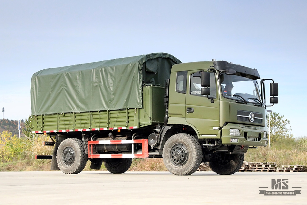 210 hp Dongfeng ສີ່ລໍ້ຂັບລົດ off Road Dump Truck_4×4 Flathead Row Half Tipper Truck With Tarpaulin Pole_Dongfeng 4*4 Export Special Vehicle