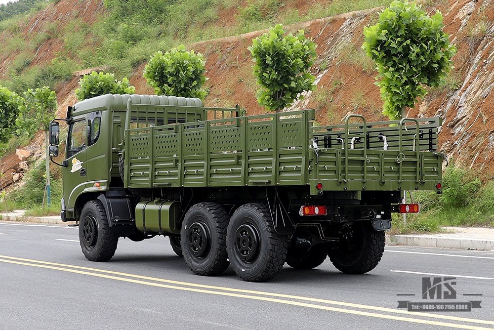 210hp Dongfeng Six wheel Drive Cargo Truck for Sale_6*6 Army Green Flathead Head Transport Truck Manufacturer_Dongfeng 6WD Export Special Vehicle Factory