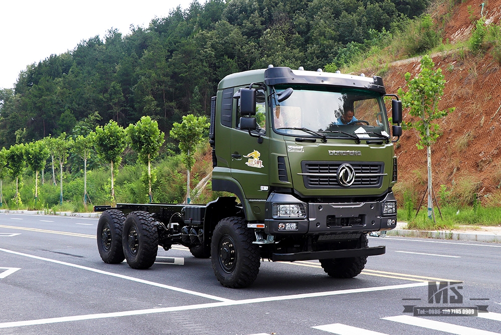 Dongfeng 6×6 Off Road Chassis_Six wheel Drive Dongfeng Flat Head 1 and a half Row Chassis Cargo Truck Chassis AWD 6*6 Export Special Vehicle