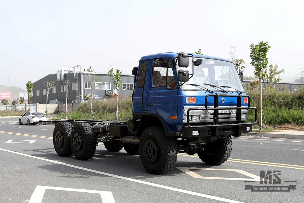 210hp Dongfeng EQ2102 Six Wheel Drive Chassis_6×6 Blue 153 One and a Half Row Cab Off Road Chassis_Dongfeng 6WD Truck Chassis Export Special Truck Chassis