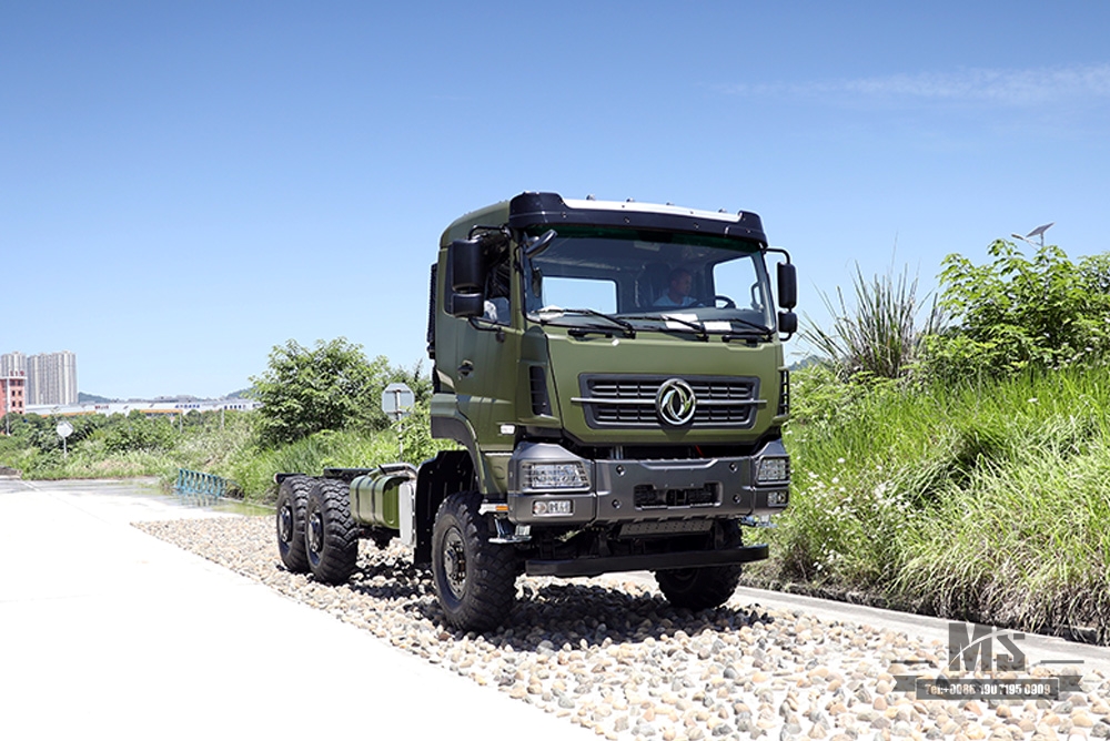 Dongfeng Six wheel Drive Chassis_6×6 340hp Flat Head One and a half Row Chassis Cargo Truck Chassis_6*6 Export Special Vehicle