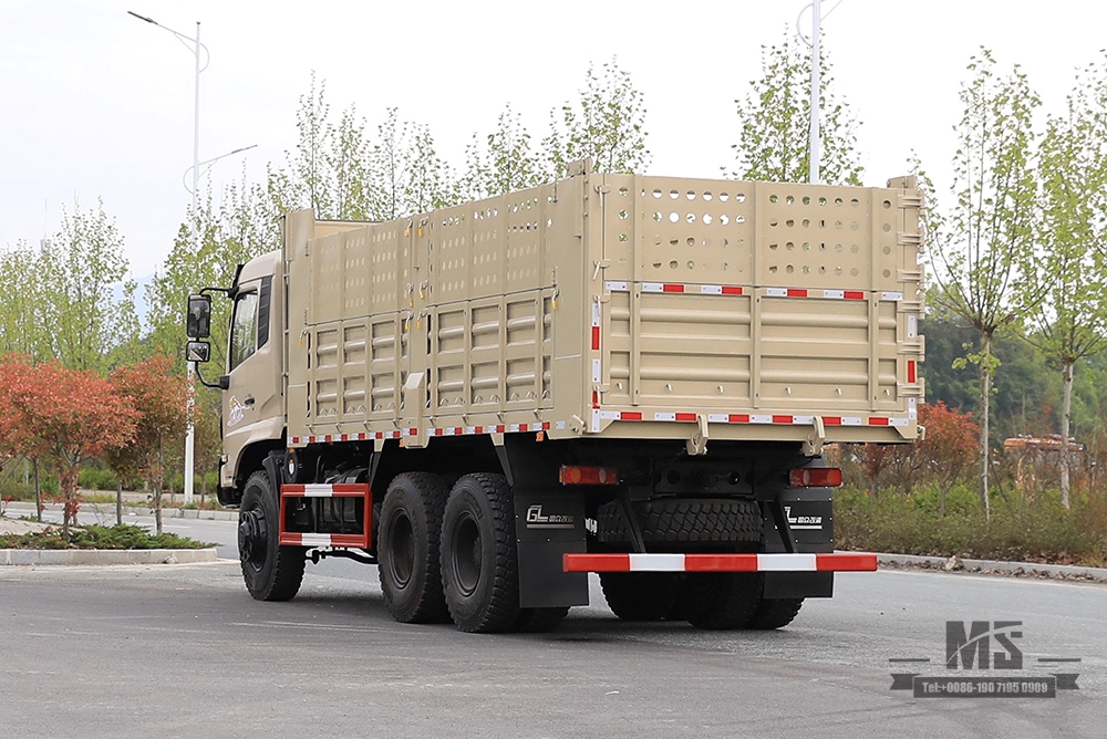 260hp ຂັບລົດຫົກລໍ້ Dongfeng Dump Truck_6*6 Flat Head Cargo Box Baffle Heightened Tipper Truck Off Road Transportation Truck_Export Special Vehicle