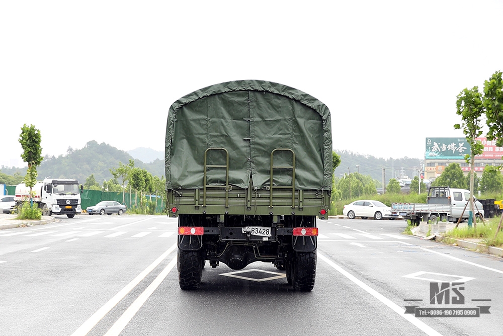 Dongfeng 210hp Six wheel Drive Cargo Truck_6*6 Army Green Flathead Head Transport Truck With Tarpaulin Pole Bumper Coversion Manufacturer_Dongfeng 6WD Export Special Vehicle