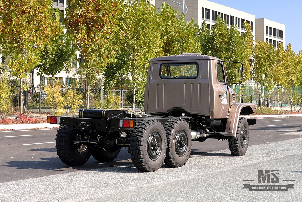 170 ແຮງມ້າ Champagne Gold EQ2082 Chassis_Dongfeng ຂັບລົດຫົກລໍ້ off-road chassis_Double glass 240 transport vehicle_6×6 pointed 25Y truck export chassis special