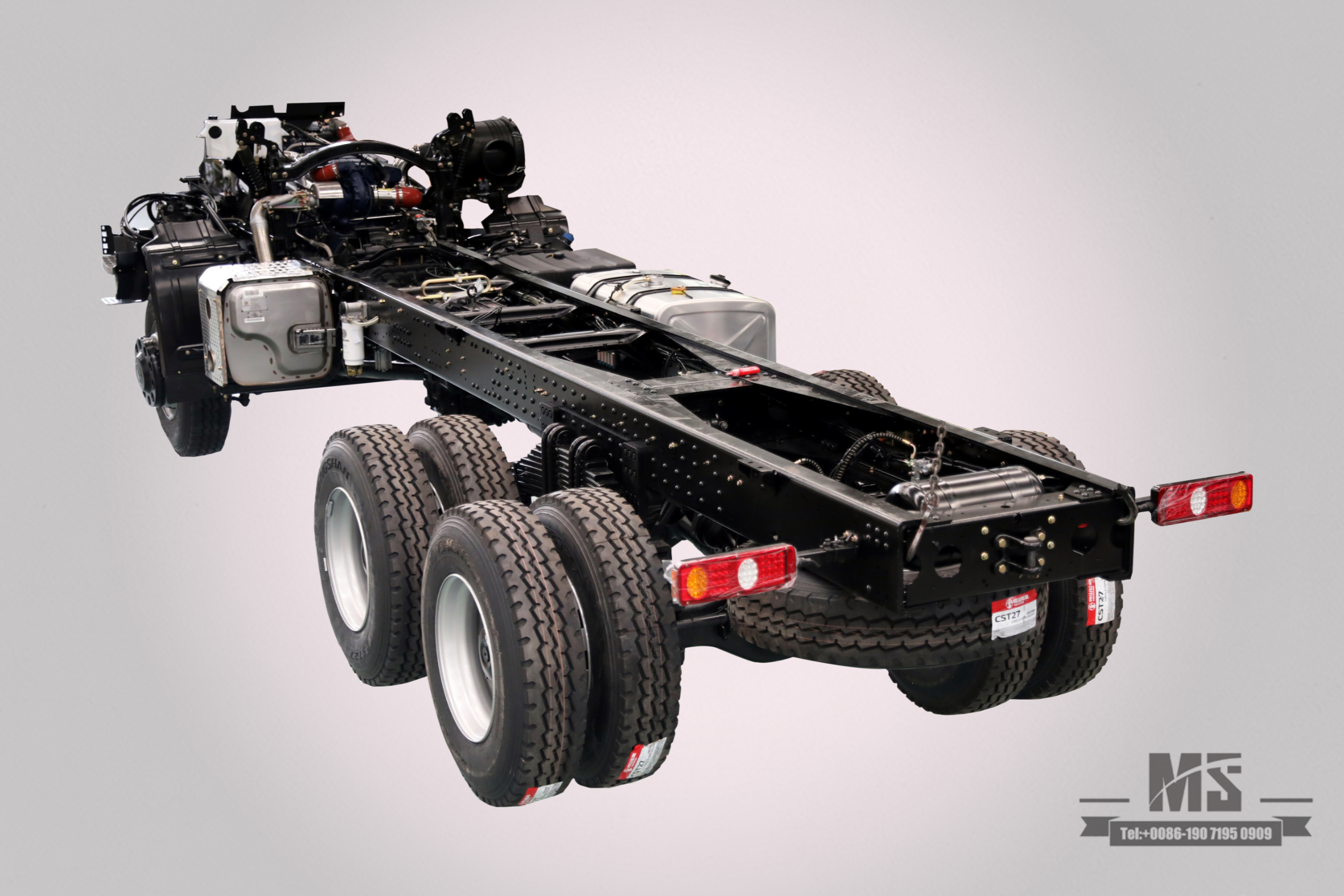 Dongfeng 350 HP ລົດບັນທຸກສາມເພນ 25 ໂຕນ class III chassis_ສົ່ງອອກ chassis ຫນັກ_8 ແມັດຫລັງ chassis ລົດແປດລໍ້