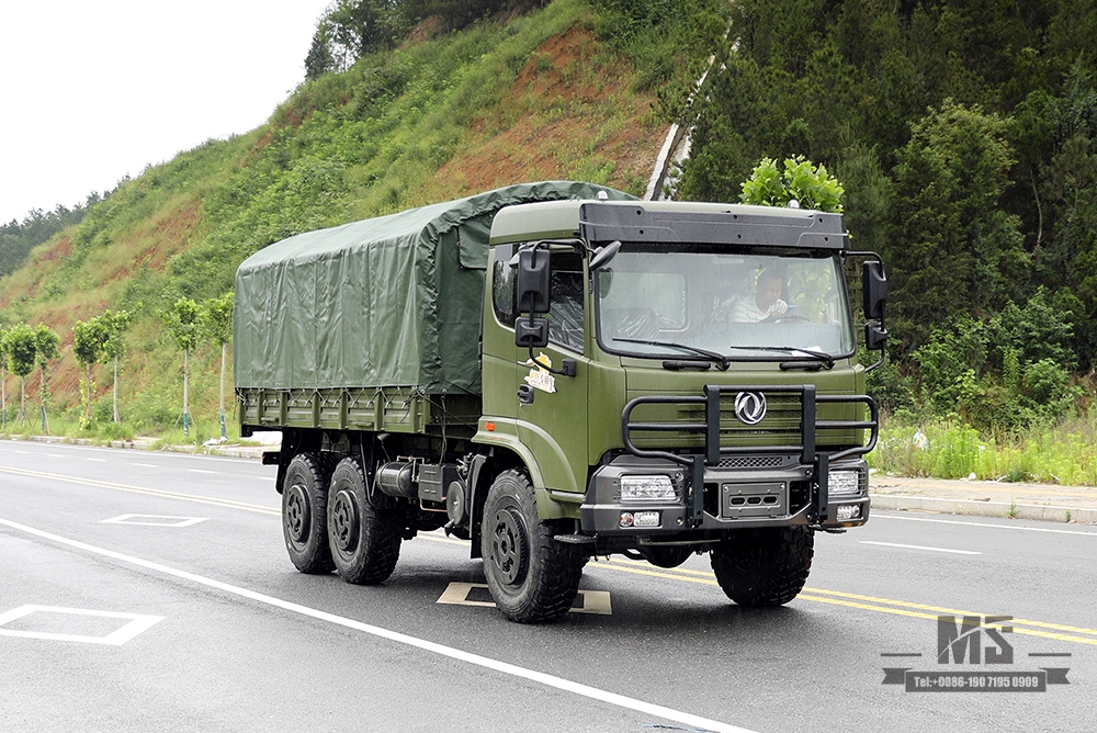 Dongfeng Six wheel Drive Truck for Sale_6*6 Army Green Flathead Head Truck Manufacturer_Dongfeng 6WD Export ພາຫະນະພິເສດ