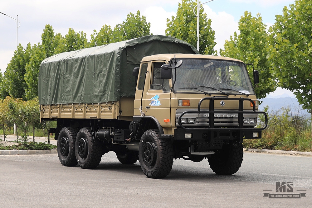 Dongfeng Six wheel Drive Camel Grey EQ2102 Off-road Truck_190 HP ສາມເພົາ Camel Grey Cargo Truck With Tarpaulin poles_All-wheel drive Export Special Purpose Vehicle