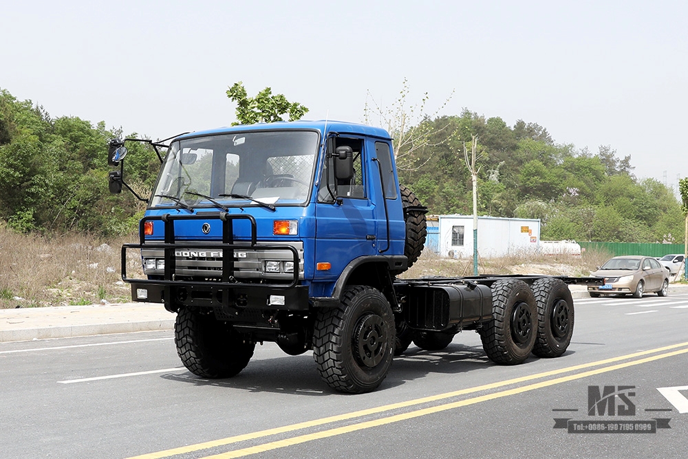 210hp Dongfeng EQ2102 Six Wheel Drive Chassis_6×6 Blue 153 One and a Half Row Cab Off Road Chassis_Dongfeng 6WD Truck Chassis Export Special Truck Chassis