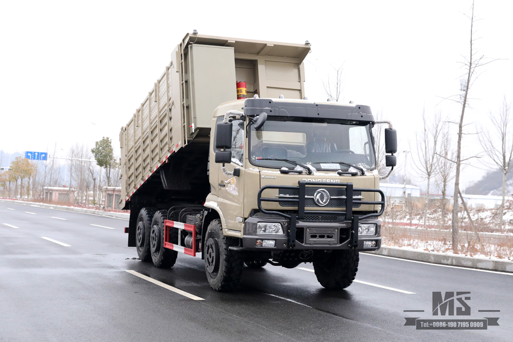 6×6 Camel Grey Dongfeng Six Wheel Drive Dump Truck_Flat Head Cargo Box Baffle Heightened Tipper Conversion Factory_Export ພາຫະນະພິເສດ