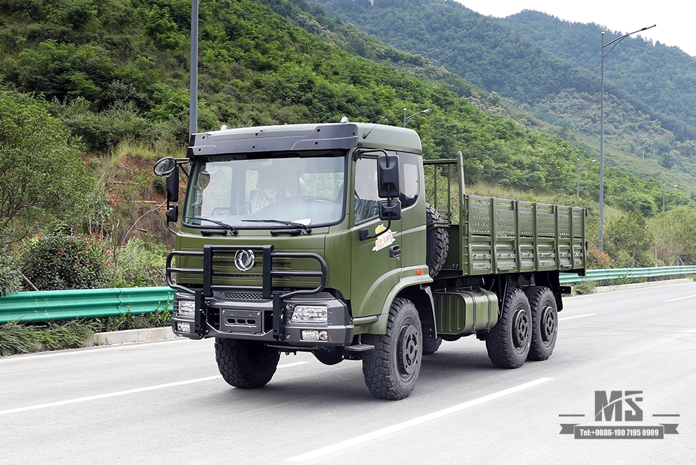 210hp Dongfeng Six wheel Drive Truck for Sale_6*6 Army Green Flathead Head Transport Truck With Bumper Coversion Manufacturer_Dongfeng 6WD Export Special Vehicle