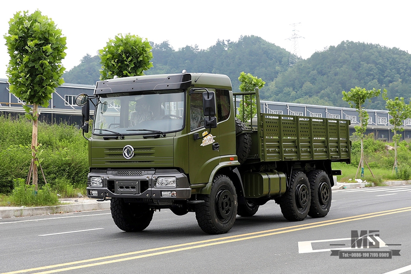 210hp Dongfeng Six wheel Drive Cargo Truck for Sale_6*6 Army Green Flathead Head Transport Truck Manufacturer_Dongfeng 6WD Export Special Vehicle Factory