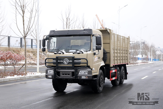 ຂັບລົດຫົກລໍ້ Dongfeng Dump Truck_6*6 Flat Head Cargo Box Baffle Heightened Tipper Truck Off Road Transportation Truck_Export Special Vehicle