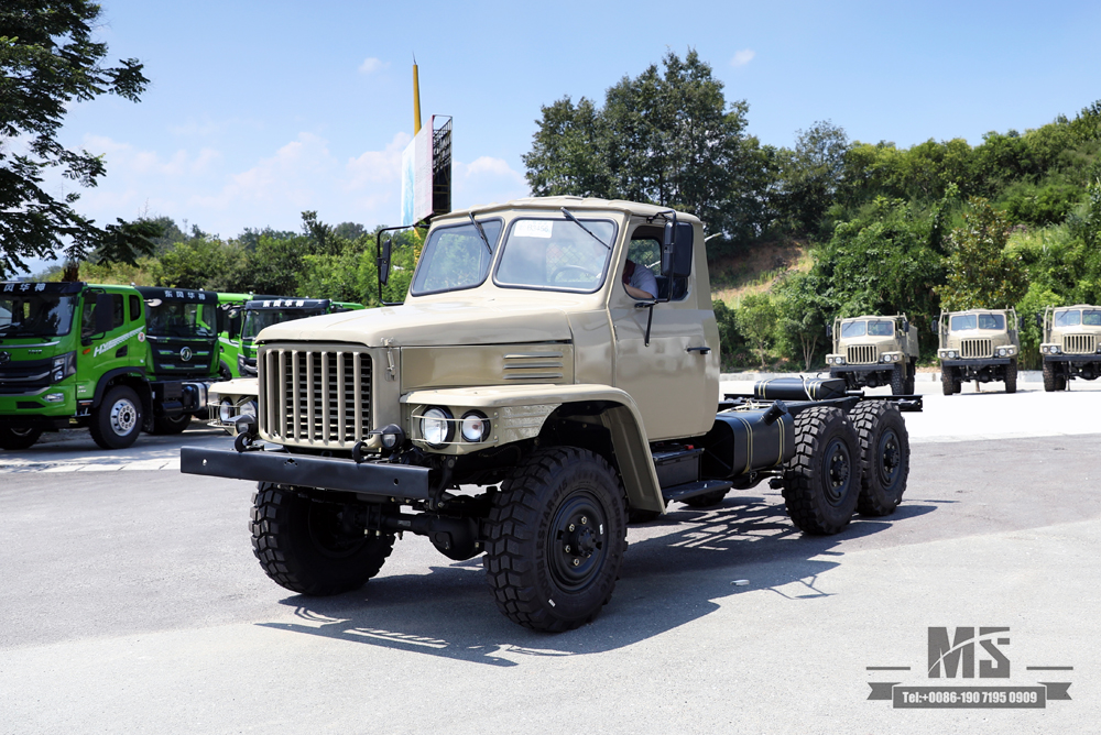 170 hp Camel Grey EQ2082 Chassis_Dongfeng ຂັບຫົກລໍ້ 240 Off-road Truck Chassis_Pointed Head Double Glass Transport Vehicle_6×6 25Y Truck Export Chassis Special