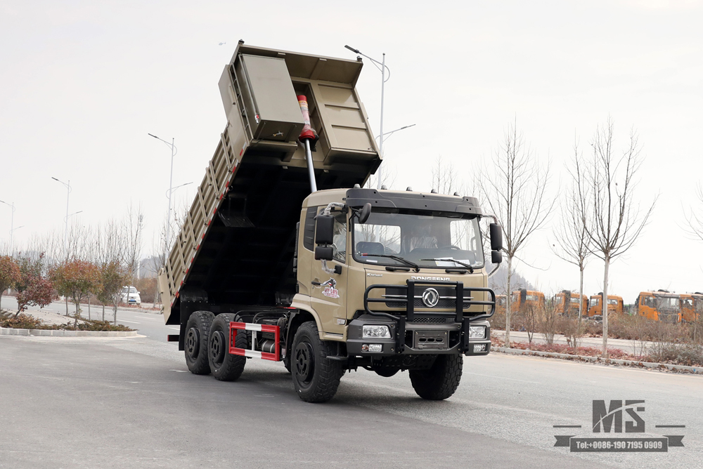 210hp 6*6 Dongfeng Dump Truck_ Flat Head Tipper Truck Six Wheel Drive Off Road Transportation Truck for Sale_Export ລົດພິເສດ