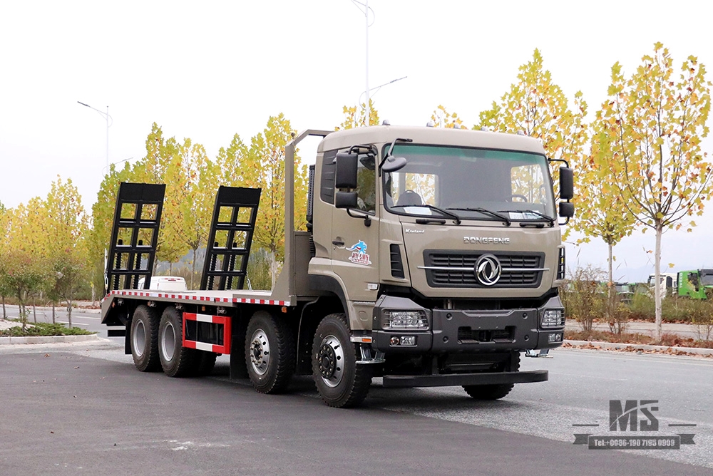 Dongfeng 4-axle excavator truck_8*4 with tail climber 7m6 flatbed truck_export special logistics storage trucks