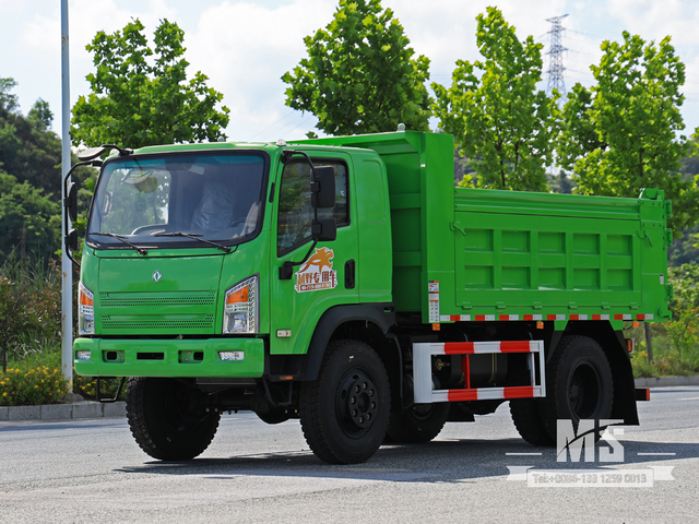 Dongfeng 10 Ton Four-wheel-drive Flat-nose Light Green Dump Truck (170 HP) | ລົດບັນທຸກສົ່ງອອກພິເສດ 