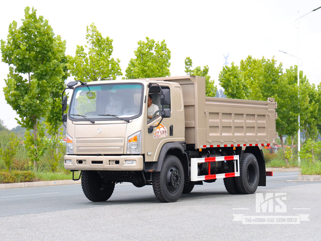 Dongfeng 10 Ton Four-wheel-drive Flat-nose Light Brown Dump Truck (170 HP) | ລົດບັນທຸກສົ່ງອອກພິເສດ 