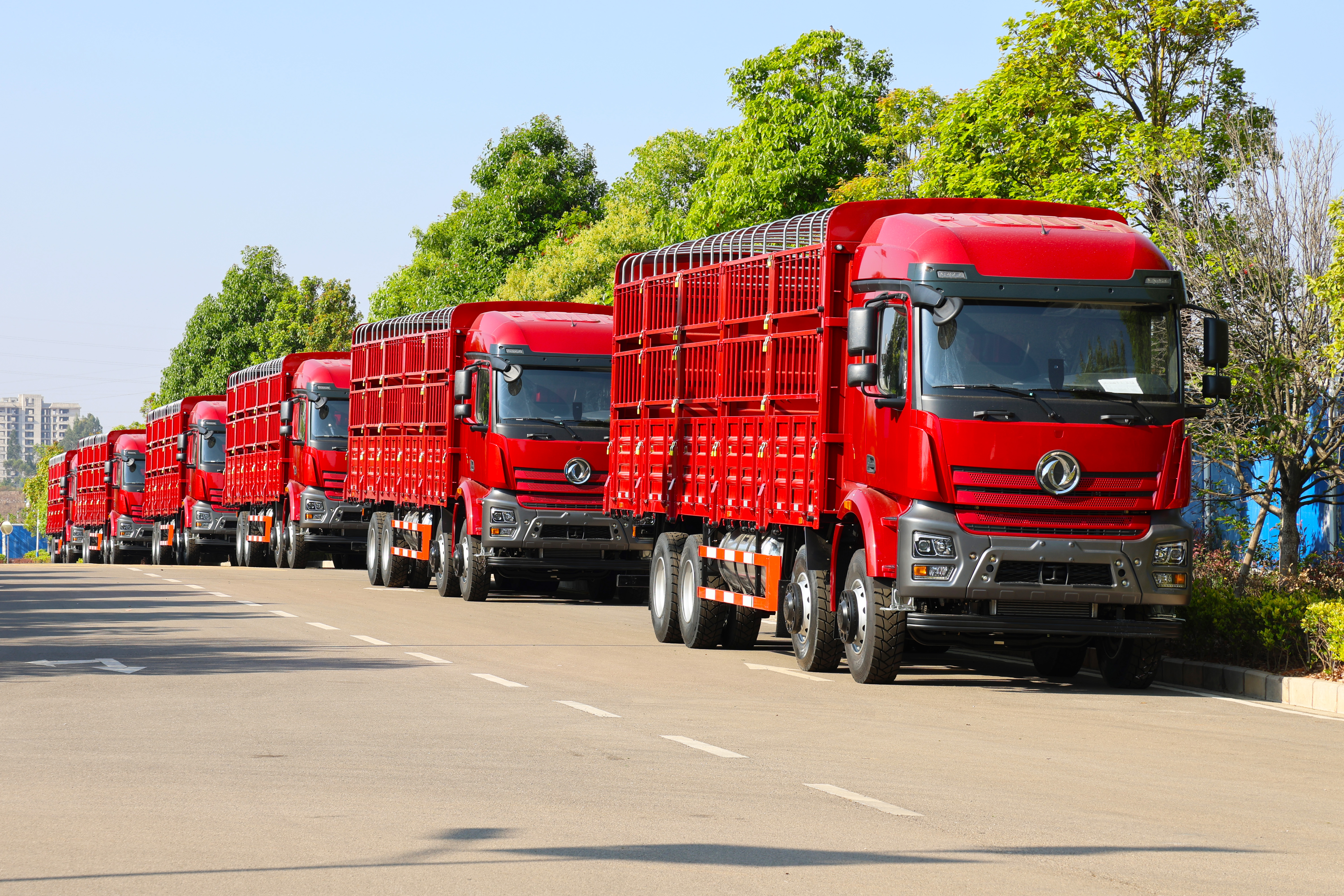 ລົດບັນທຸກ Dongfeng 8X4 Long Hood Stake Cage 30 ຄັນ ສົ່ງໄປມຽນມາ